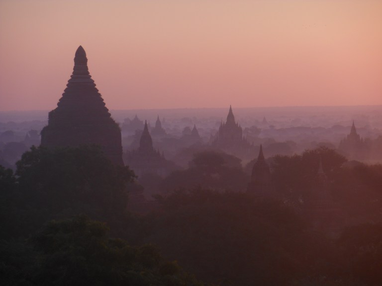 Sunrise over the temples in Bagan